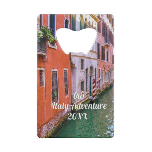 Custom Family Italy Trip Photo Credit Card Bottle Opener