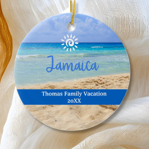 Custom Family Jamica Vacation Christmas Ceramic Ornament