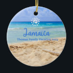 Custom Family Jamica Vacation Christmas Ceramic Ornament<br><div class="desc">Cute personalizable Jamaica Trip souvenir.

Customization:
Change Caption and year to make it unique.</div>