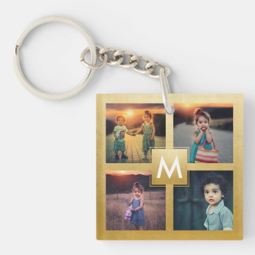 Custom Family Kids Photo Collage Gold Monogram Keychain - Easily create your own personalized keychain with your custom images and monogram on a faux gold background. Add your favorite family photos, Instagram images, designs or artworks to create something really unique. To edit this design template, click 'Change' button and upload your own images as shown above.
Treat yourself or make the perfect gift for family, friends, parents and grandparents!