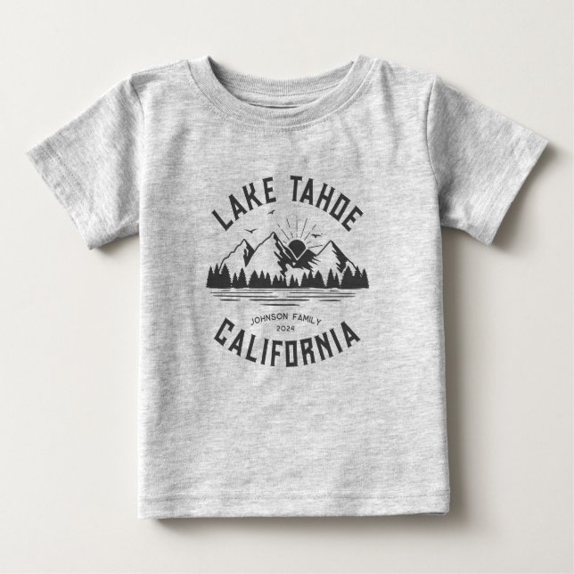 Custom Family Lake Camping Vacation Group Matching Baby T-Shirt (Front)