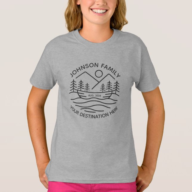 Custom Family Lake Camping Vacation Group Matching T-Shirt (Front)