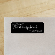 Custom Family Last Name Black Return Address