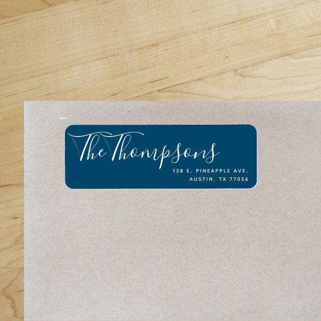 Custom Family Last Name Ocean Blue Return Address Label ("Everyday is abundantly beautiful." 
Sincerely Best Wishes from Lucky Design World)