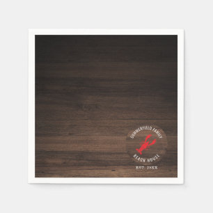 Custom Family Lobster Beach House Wood Effect Napkins