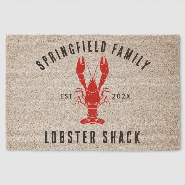 Custom Family Lobster Shack Minimalist Fiber Doormat (Front)