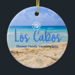 Custom Family Los Cabos Vacation Christmas Ceramic Ornament<br><div class="desc">Cute personalizable Mexico Trip souvenir.

Customization:
Change Caption and year to make it unique.</div>