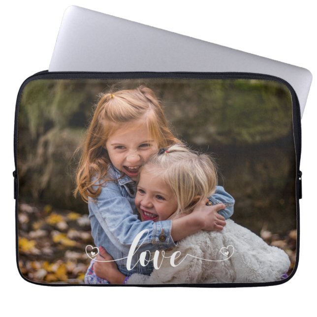 Custom Family Love Handwritten Photo Personalized  Laptop Sleeve (Front)