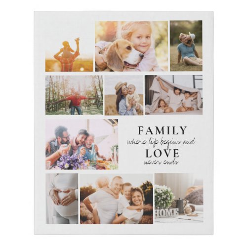 Custom Family Love Photo Collage Modern Quote Chic Faux Canvas Print