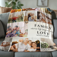 Custom Family Love Photo Collage Modern Quote Chic