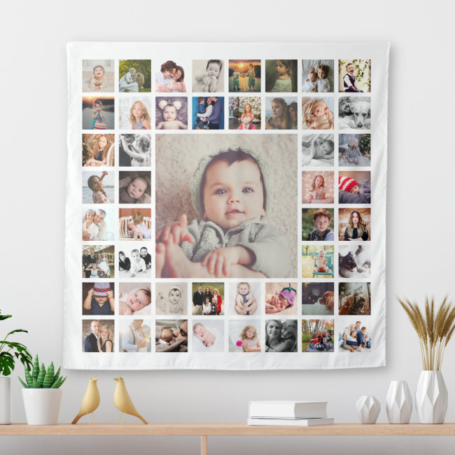 Custom Family Memories Personalized Photo Collage Tapestry