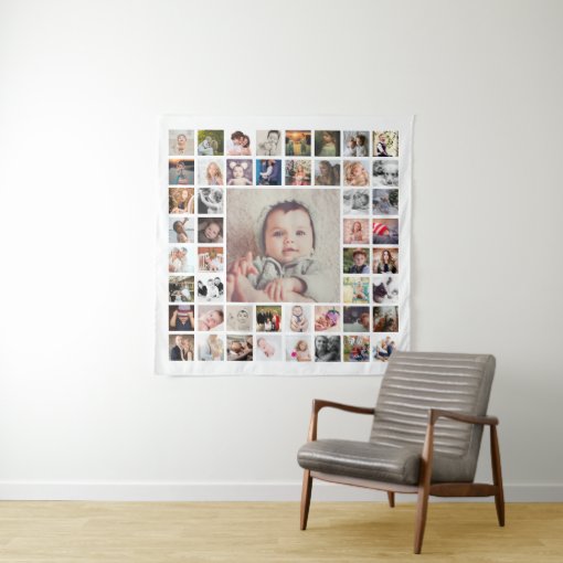 Custom Family Memories Personalized Photo Collage Tapestry | Zazzle