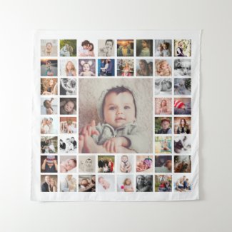 Custom Family Memories Personalized Photo Collage Tapestry