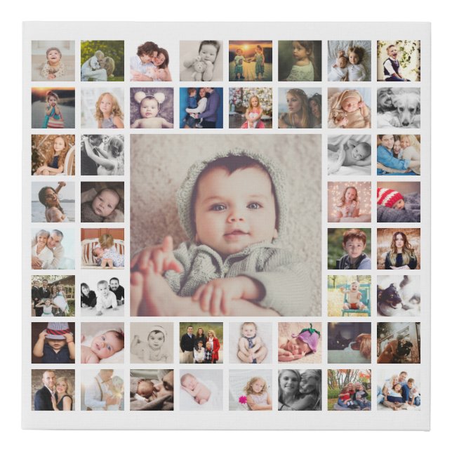 Custom Family Memories Photo Collage Personalized Faux Canvas Print (Front)