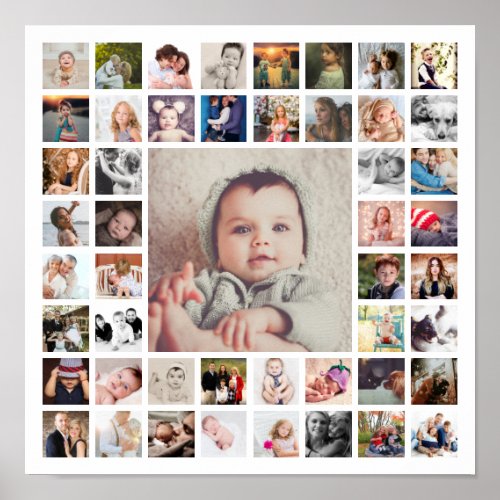 Custom Family Memories Photo Collage Personalized Poster - Create your own personalized family memories photo collage print with your custom images. Makes a great gift to hang in the entryway or living room as a lovely wall art.