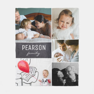 Custom Family Memory Photo Fleece Blanket with Ch