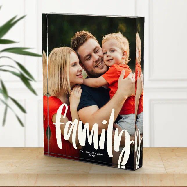 Custom Family Modern Bold Trendy Script Photo Block | Zazzle