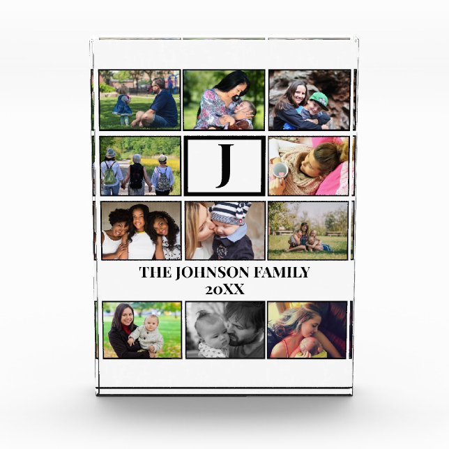 Custom Family Monogram 11 Photo Collage Block (Front)