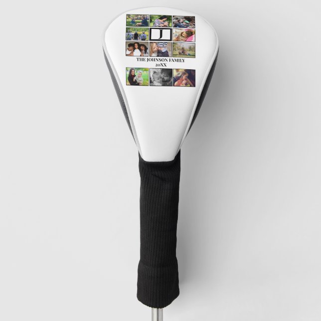 Custom Family Monogram 11 Photo Collage  Golf Head Cover (Front)