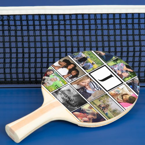 Custom Family Monogram 11 Photo Collage  Ping Pong Paddle