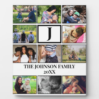 Custom Family Monogram 11 Photo Collage Plaque