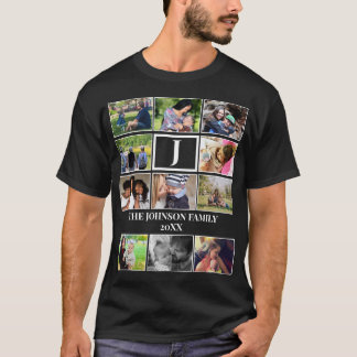 Custom Family Monogram 11 Photo Collage T-Shirt