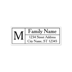 Custom Family Monogram, Name and Return Address Self-inking Stamp