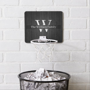 Custom Family Monogram Name Wood Rustic Farmhouse  Mini Basketball Hoop