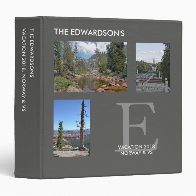 Custom family monogram photo album all occasions 3 ring binder (Front/Spine)