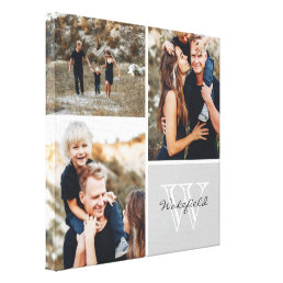 Custom Family Monogram Photo Collage Canvas Print