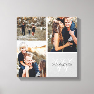Custom Family Monogram Photo Collage Canvas Print