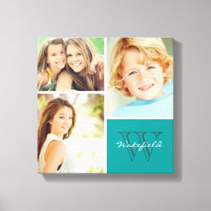 Custom Family Monogram Photo Collage Canvas Print