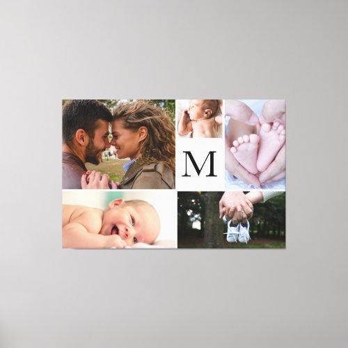 Custom Family monogram photo collage Canvas Print
