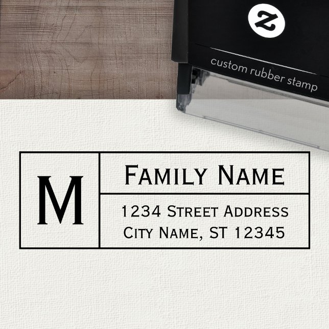 Custom Family Monogram & Return Address - classic Self-inking Stamp (Custom Self-Inking Rubber Stamp)