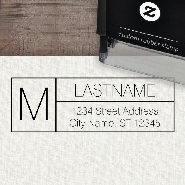 Custom Family Monogram & Return Address - Modern Self-inking Stamp (Custom Self-inking Rubber Stamp)