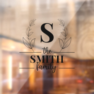 Custom family monogram window cling