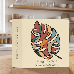 Custom Family Monstera Leaf Recipe Jungalow Boho 3 Ring Binder