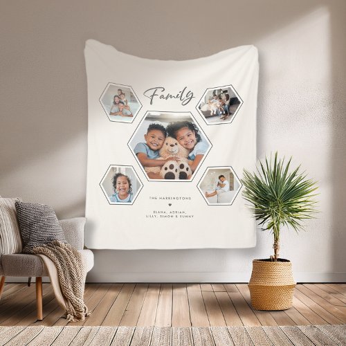 Custom Family Multi 5 Photo Collage Gallery Fleece Blanket