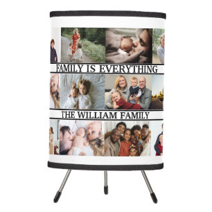 Custom Family Name &14 Family Photo Collage Tripod Lamp