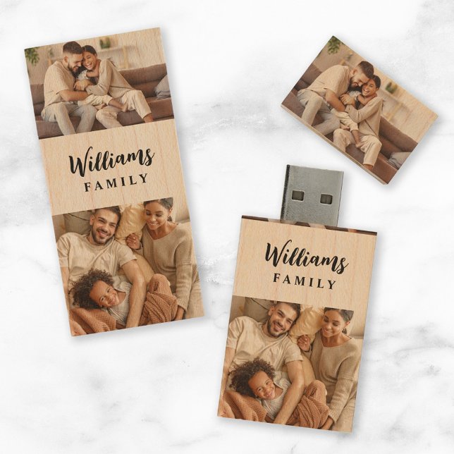 Custom Family Name 2 Photo Keepsake Wood Flash Drive (Creator Uploaded)