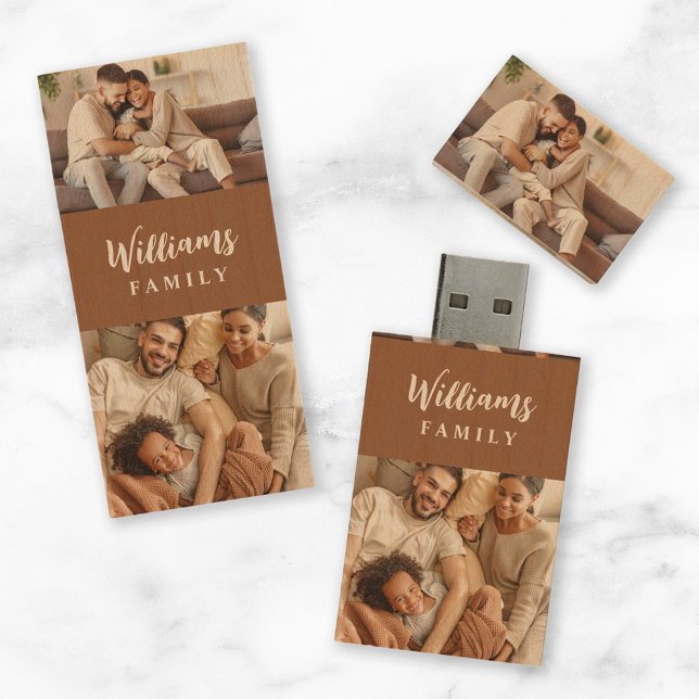 Custom Family Name 2 Photo Keepsake Wood Flash Drive (Creator Uploaded)