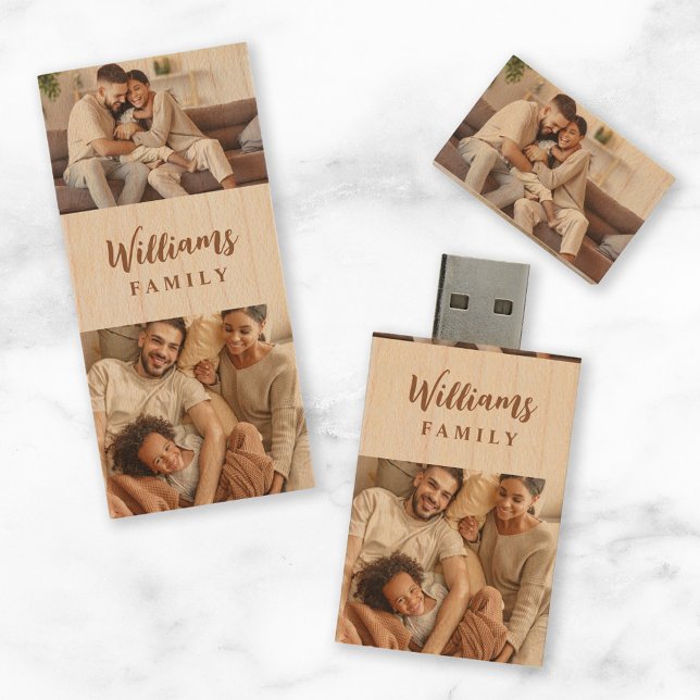 Custom Family Name 2 Photo Keepsake Wood Flash Drive (Creator Uploaded)