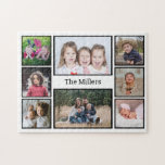 Custom Family Name 8 Photo Collage Jigsaw Puzzle<br><div class="desc">A family photo collage jigsaw puzzle to personalize with 8 of your favorite pictures.</div>