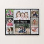 Custom Family Name 8 Photo Collage Jigsaw Puzzle<br><div class="desc">A family photo collage jigsaw puzzle to personalize with 8 of your favorite pictures.</div>