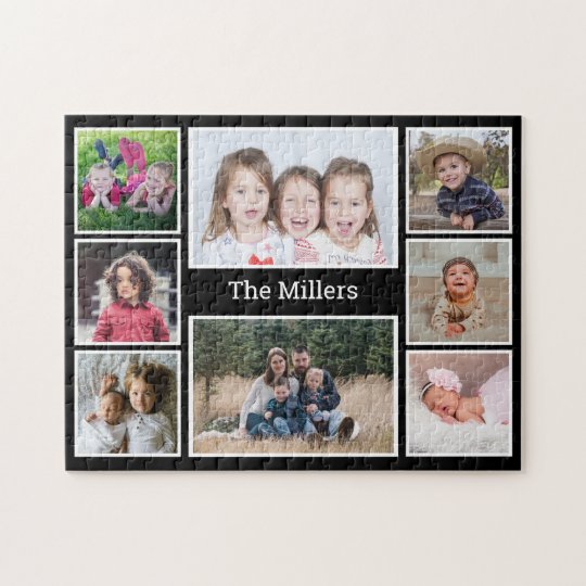 Custom Family Name 8 Photo Collage Jigsaw Puzzle | Zazzle.com