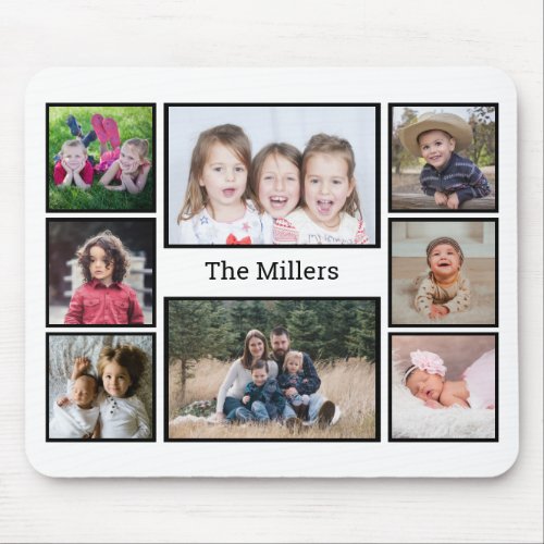 Custom Family Name 8 Photo Collage   Mouse Pad