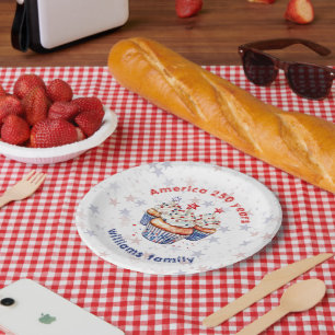 Custom Family Name America 250 Years of Freedom Paper Plates