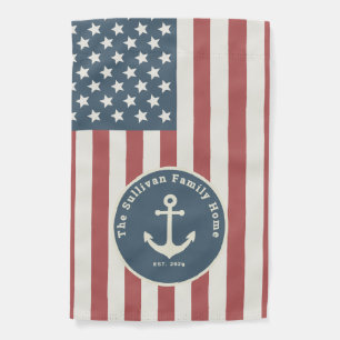Custom Family Name American Flag Modern Farmhouse