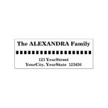 [ Thumbnail: Custom Family Name and Address + Rectangle Shapes Rubber Stamp ]