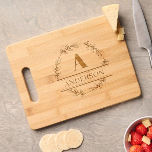 Custom Family Name and Initial Etched  Cutting Board